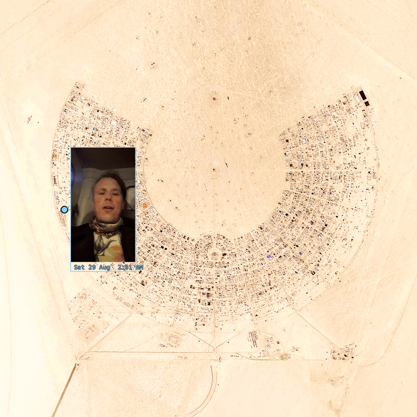 Hermes across the week, each picture set down on a satellite view of the city where it was taken.